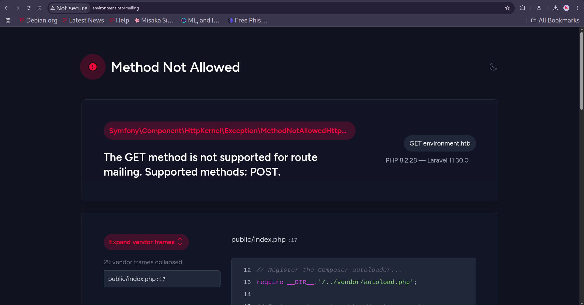 Mailing page screenshot